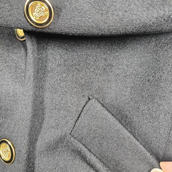 Worthington Overcoat Womens 12 Petite Wool Blend Black Double Breasted Trench - Picture 4 of 16